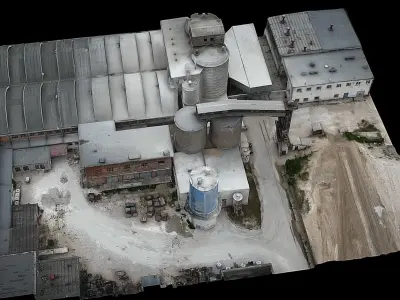 cement plant facility terrain drone scan 3D model