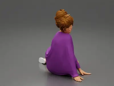 Beautiful woman lying wearing dress and cover 3D print model