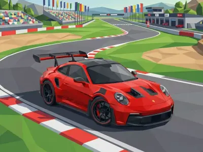 Porsche 911 GT3 RS Low Poly Low-poly 3D model