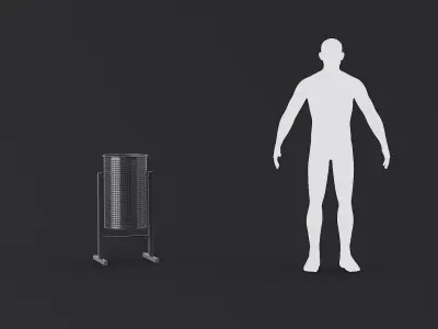 Dust Bin Outdoor Metal 02 Low-poly 3D model