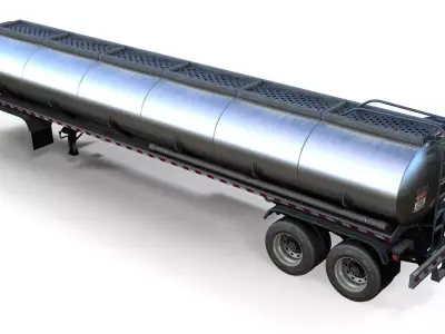 Fuel tanker trailer Low-poly 3D model