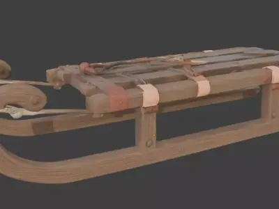 Viking Wooden Sled 3D Model v01 Low-poly 3D model