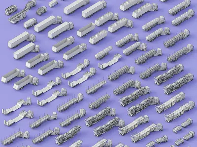 Paper Trucks Low-poly 3D model