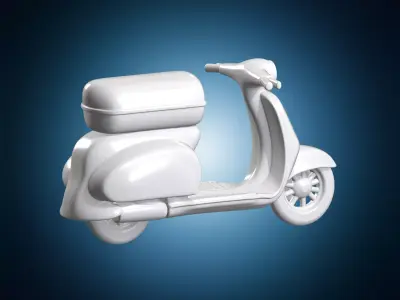 Vintage Retro Scooter 3D Print Model 2x Scale 3D print model