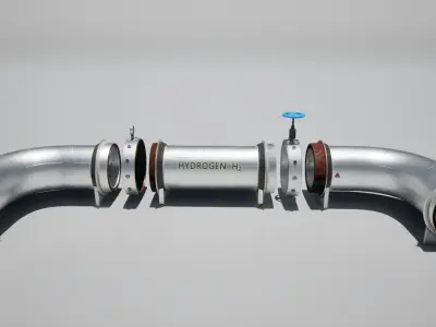 Hydrogen h2 industrial pipe Low-poly 3D model