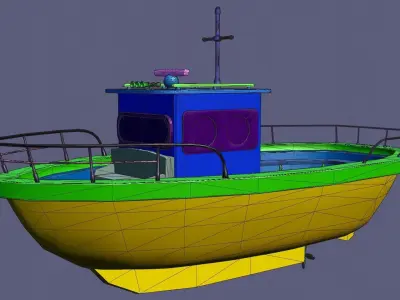 Sea boat Low-poly 3D model