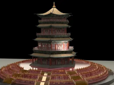 Chinese ancient  tower  3D model