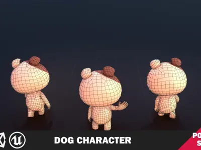 Funny Dog Character Low-poly 3D model