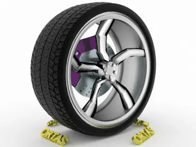 ORTAS CAR WHEEL RIM 128 GAME READY WHEEL RIM TIRE 3D model