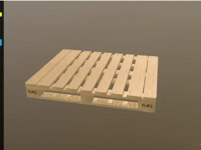 Pallet EUR2 Low-poly 3D model