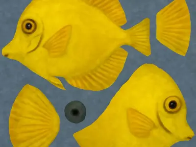 low poly yellow tang Free low-poly 3D model