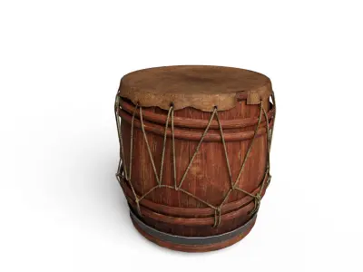 Traditional Barrel Drum Low-poly 3D model