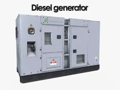  Diesel generator white Low-poly 3D model