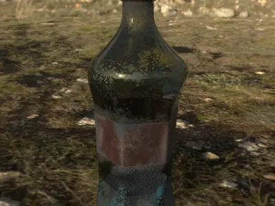 bottle with substance on the bottom PBR low poly Low-poly 3D model