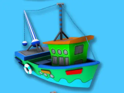 Cartoon Fishing Ship Pack Low-poly 3D model