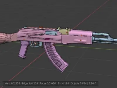 AKM with picatinny rail Game Ready Low-poly 3D model