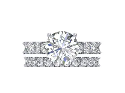 Solitair Ring Bridal Set 3D print model 52