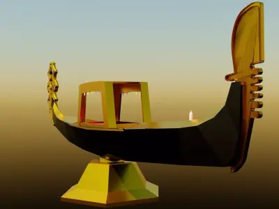 Venetian gondola gondel romantic ship figurine low poly 3D model
