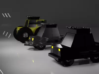 PolyCar toy truck with wheels and lights Free 3D model
