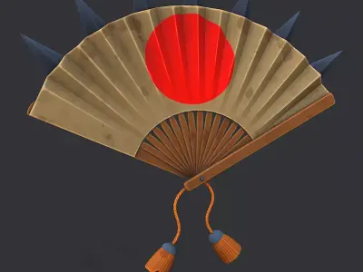 Stylized Japanese War Fan Pbr Low-poly 3D model