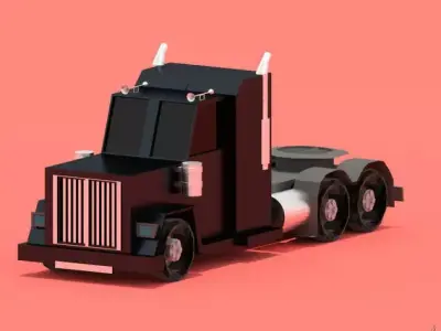 low poly truck semi Low-poly 3D model