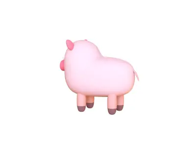 Low-Poly Pig Animated - Fun World Animal  Low-poly 3D model