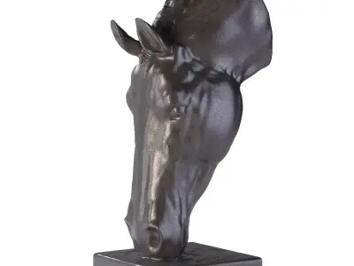 deco-object-horse-face-black bronze horse head sculpture Free 3D model