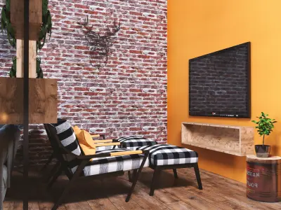 Rustic style cafe and bar 3D model