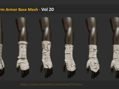 17 Arm Armor Base Mesh - Vol 20 Low-poly 3D model