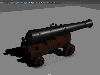 18th century ship cannon 3D model