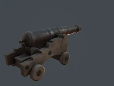 Old Cannon Low-poly 3D model get