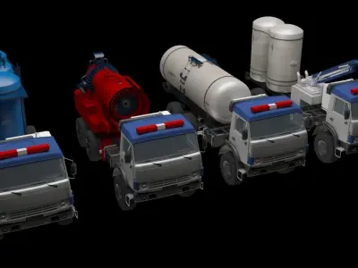 Anti-vehicle fire truck with water tanks 3D model