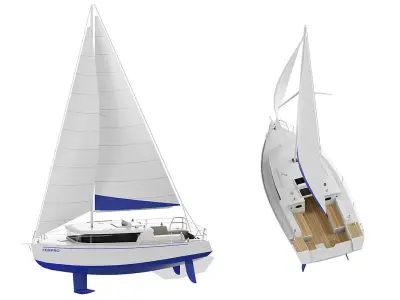 White Sailing Yacht BLENDER 3D Model Cycles 3D model