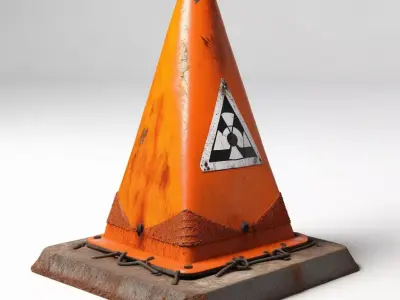 Rusted Radiation Hazard Traffic Cone 3D model