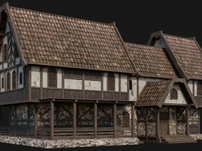 225-226-227-228 Old Medieval Houses Pack 4K Textures Low-poly 3D model