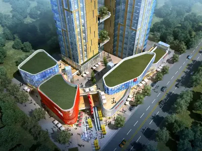 3Dmax fashion city commercial square building 04 3D model