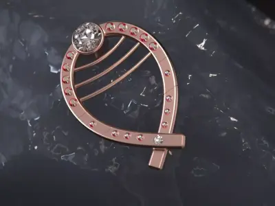 Woman ringstone earring 3D model