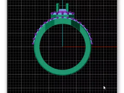 emerald cut diamond halo engagement jewelry ring 3 part 3D print model