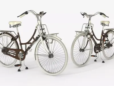 Brown Vintage City Bicycle 3D model