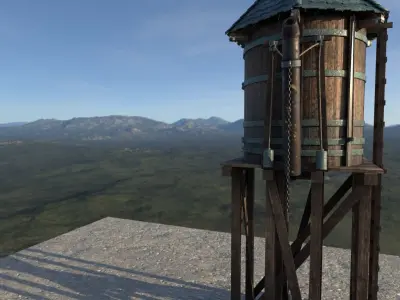 Old West Railroad WaterTank Low-poly 3D model