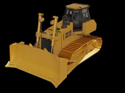Bulldozer Low-poly 3D model 2