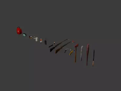 PSX Low-Poly Survival Props Pack Free low-poly 3D model