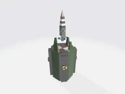 Nuke missile with silo  Free low-poly 3D model