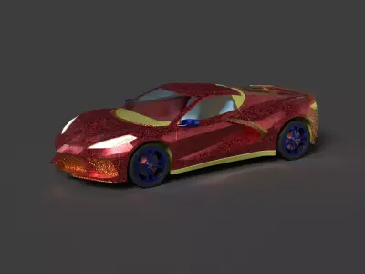 Red Autonomous Car Low-poly 3D model