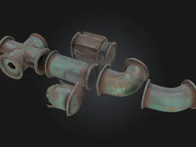 Industrial Pipe Components Modular Pipe System 3D model