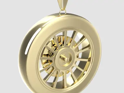 Sports Car Wheel Pendant 3D model