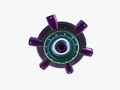 Alien Spaceship UFO J04 Purple Blue - Sci Fi Spacecraft Design Low-poly 3D model