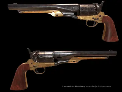 PIETTA HAND GUN - Colt 44 1869  Low-poly 3D model