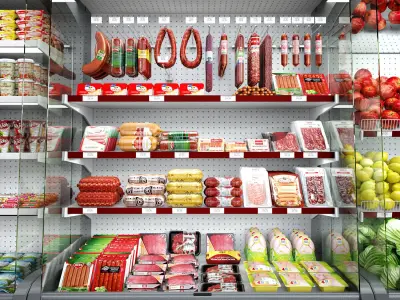 Market refrigerators 3D model purchase