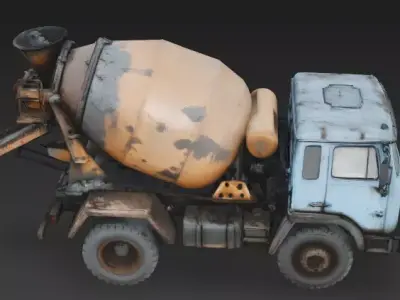 Weathered Industrial Concrete Mixer Truck 3D Model Low-poly 3D model